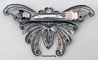  8204 Large Antiqued Sterling Silver Plated Butterfly 80mm Barrette 