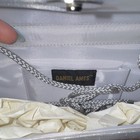 Vintage Daniel Ames Silver Satin Clutch Evening Bag With Silver Strap