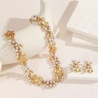 Women Jewelry Set Imitation Pearl Flower Earrings Necklace