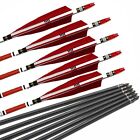 12pcs 30  Carbon Shaft Arrows Spine 500 Od 7 6mm True Turkey Feathers Hunting
