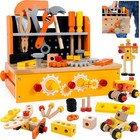 Wooden Tool Bench For Kids  54-piece Kids Tool Set With 2-in-1 Workbench   Ta   