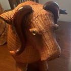 Bull-shaped Woven Wicker    Wood Storage Basket With Lid  Brown