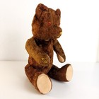 Vintage Jointed Teddy Bear  Dark Brown  Red Glass Eyes  1950s Hungary  Europe