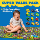 Kids Play Rugs - 12 Pull-back Vehicle Set - Durable Carpet Playmat Rug - City Pr