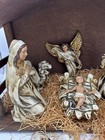 Dickson 1950   s Japan  Christmas Nativity 11 Figures   Stable Paper Mache    pics