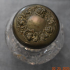Antique Cut Glass Powder Trinket Dresser Vanity Jar Embossed Metal Lid  2