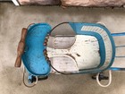 Vintage Early 1950 s Taylor Tot Baby Stroller Walker Metal Wood Blue white