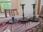 Antique 3pc Nouveau Signed Geschutzt Price Drop 2 Candlestick   Matchbook Holder