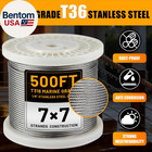 500ft 1 8  T316 Stainless Steel Cable For Railing 7x7 Wire Rope With Cutter 1850