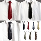 Harajuku Vintage Tie Faux Leather Adjustable Pre Tied Necktie For Uniform Shirt