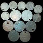 14 Holed Early Us Coins Seated Liberty Dimes Bust Quarter Half Cents