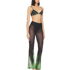 Superdown Black Sheer Crop Pant Set Xxs Flare Wicked Coachella Festival  88 New