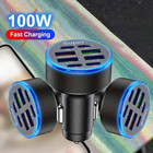 100w 8in1 Car Charger Fast Charging Multi Port Usb C Quick Charge Iphone Samsung