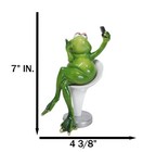 Green Queen Diva Lady Frog Taking Selfie Seated On Salon Chair Figurine 7 h