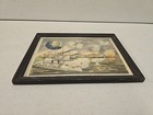 Antique 13  Admiral Dewey s Victory At Manila Framed Original Lithograph Print