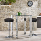 Modern Adjustable Bar Stools Set Of 2  Backless Pu Leather  Chrome Footrest