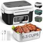 Cordless Electric Lunch Box  6 3 Cup 100w Heated Lunch Box 1pack Black white
