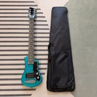 6 String Hofner Mini Electric Guitar Metallic Blue Solid Body With Gig Bag 24f