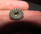 Antique Victorian Stamped Brass   Cut Steel Collar Button Dog   Child Doghouse