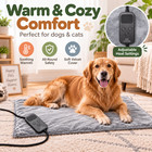 Pet Heating Pad 47 2x27 5in Large Dog Cat Heated Mat Adjustable Temp 150w Gray