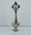 Vintage Egyptian 900 Coin Silver Perfume Vial Bottle Vase  Floral Sterling Egypt