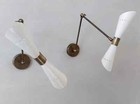 1950s Mid-century Modern Brass Pair Of  Vintage Wall Sconce Light Fixtures Lamp