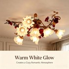 Vintage Flower Semi Flush Mount Ceiling Light 4 7 Lights Art Glass Romantic Lamp