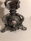 K k Halloween 20 5  Pedestal Pillar Candle Holder Metallic Nickel Finish Goth