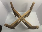 Large Antique Indian Carved Folding Side Table Brass Tray Wooden Base Boho Decor