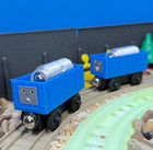 Wooden Railway   2  Dairy Train Car Custom Made For Thomas Train Tracks