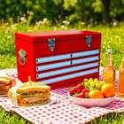 Retro 21qt Metal Toolbox Cooler Industrial Red Ice Chest Portable Beverage Box