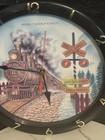 Vintage Train Wall Clock 11 5    Working Sound Railroad Crossing Steam Engine