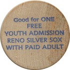 Reno  Nevada Nv Silver Sox Good For One Free Youth Admission Wooden Nickel Token