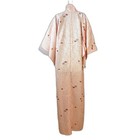 Authentic Vintage Japanese Kimono Full Length Pink White Fan Motif Size M