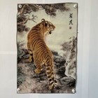 Old Chinese  uphill Tiger  Painting Silk Embroidery Tang Ka Painting Mural