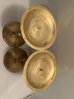 2 Vintage Solid Brass Pillar Candle Holders W  Spike Mcm India 8 25    Tarnished