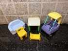 Little Tikes Vtg Dollhouse Furniture Cozy Coupe Table Chair Couch Cradle Usa 5pc