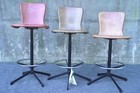 3 Mid Century Modern Eames Style Cosco Fiberglass Shell Adjustable Bar Stools