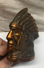Vintage 4 1 2  Copper Colored Metal Indian Chief Coin Bank