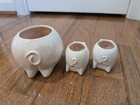 Ceramic Pig Planter Set  Lot Of 3 - Cute White Pink Farmhouse