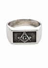 Mens Masonic Square Signet Ring 925 Sterling Silver Compass   Letter G Freemason