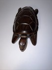Vintage Hand Carved Polished  Wood Sea Turtle Figurine Sculpture 9    Long