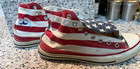 Usa Vintage Flag Red Blue Converse Chuck Taylor Size 10 5 Men Hi Blue Label Rare