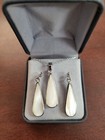 Sterling Silver Necklace   Earrings Set 1  White Teardrops 16  Chain Jewelry