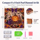5d Pearl Diamond Art Painting Kit Framed 8x8 Black Cat Ghost