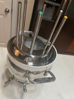 All Clad 3 Qt Dual Purpose Fondue Pot Set - Stainless   Ceramic Insert   6 Forks