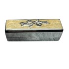 Vintage Metal Lipstick Case Bejeweled Bow Yellow Rhinestones Ribbon Bow Mirror