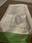 2 Flour Sack Kitchen Tea Hand Towels  Hand Embroidered Vintage With Satin Trim
