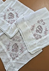 Set Of 3 Matching Vtg Monogram Hankies Initial B On White Cotton In Pink   Grey