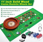 Roulette Wheel Game Set Include 11   Solid Wood Roulette Wheel 35 X 16 Rubber Po